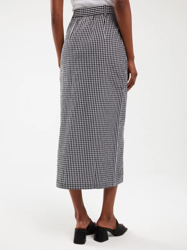 Spódnica damska midi w drobną kratę z guzikami biało-czarna Polli 906