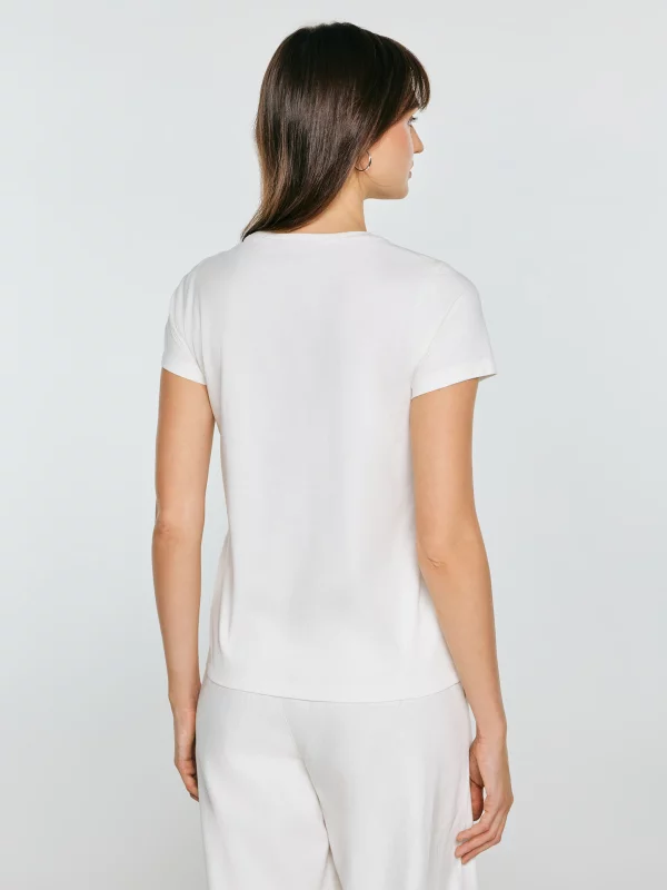 Koszulka damska z kontrastowym nadrukiem biała Ratta 100