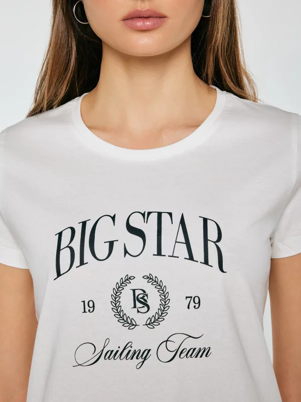 Koszulka damska z kontrastowym nadrukiem biała Ratta 100