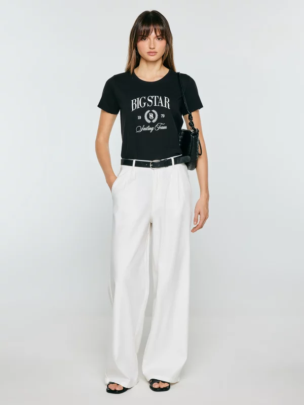 Koszulka damska z kontrastowym nadrukiem czarna Ratta 906