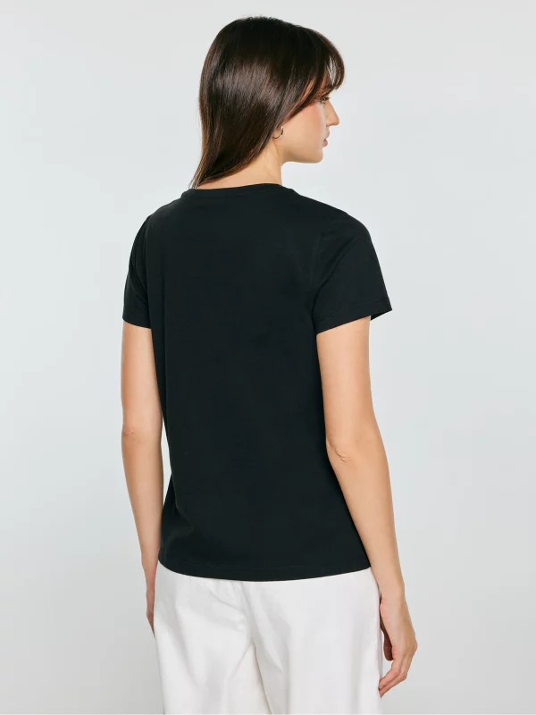 Koszulka damska z kontrastowym nadrukiem czarna Ratta 906