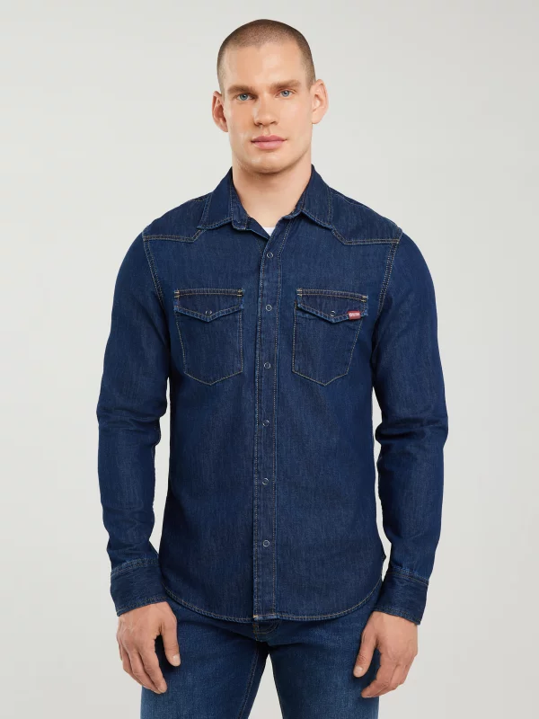 Koszula męska jeansowa granatowa Chuck 761