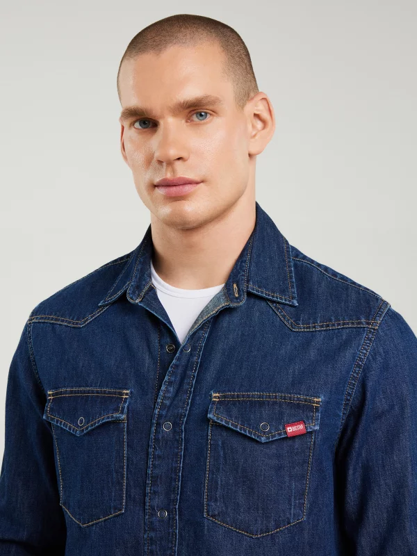 Koszula męska jeansowa granatowa Chuck 761