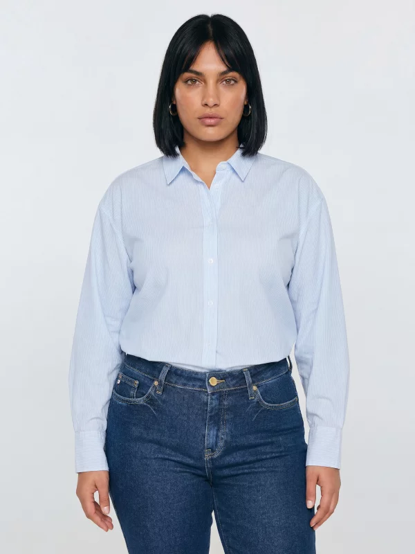 Koszula damska w paski niebieska Goplo 400