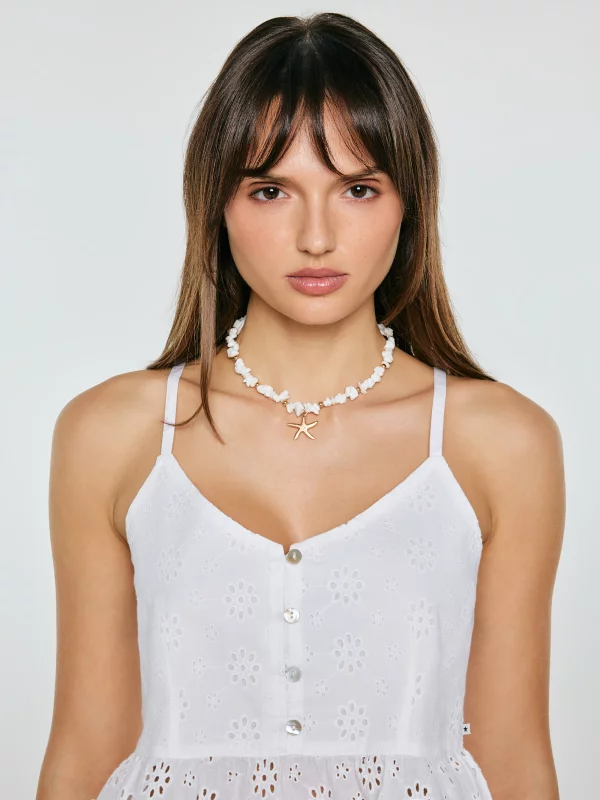 Top damski bawełniany haftowany biały Balbina 100