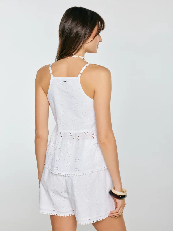 Top damski bawełniany haftowany biały Balbina 100