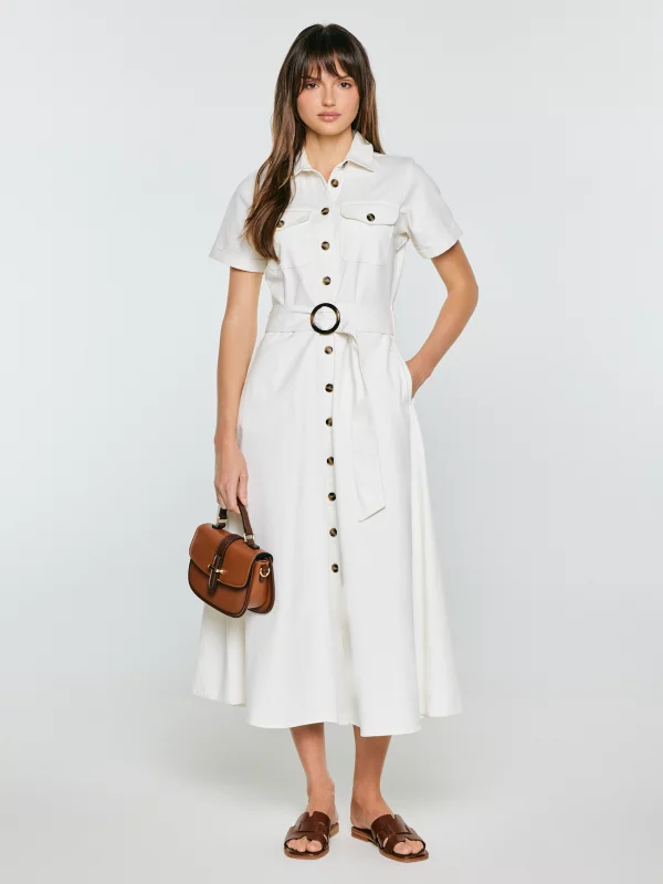 Sukienka damska midi jeansowa trapezowa biała Becca 100