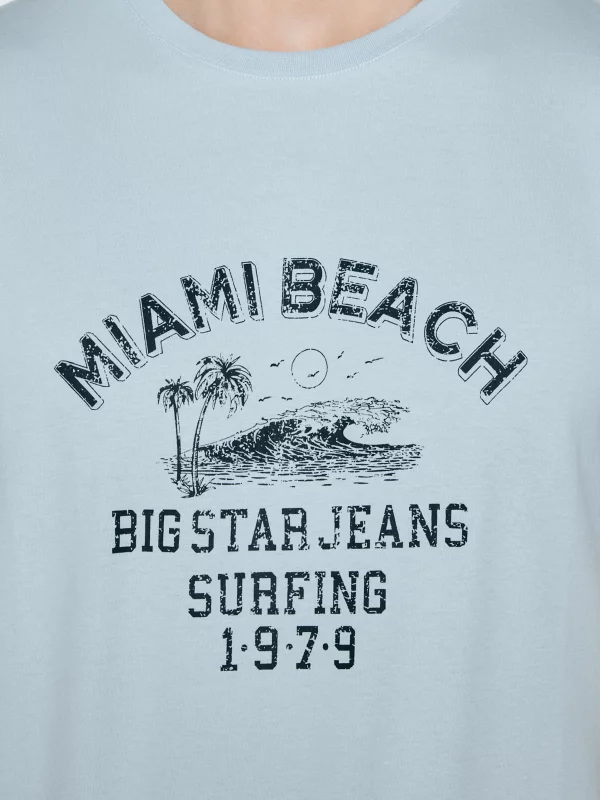 Koszulka męska z kontrastowym nadrukiem błękitna Fors 400