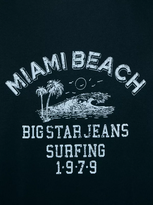 Koszulka męska z kontrastowym nadrukiem granatowa Fors 403