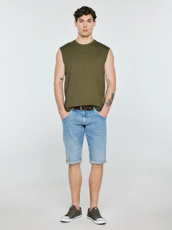 Koszulka męska bez rękawów khaki Irrer 303