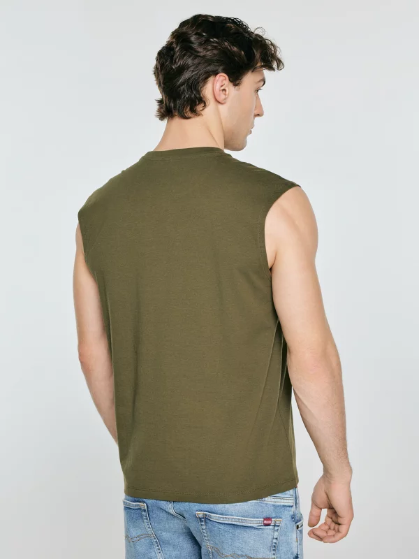 Koszulka męska bez rękawów khaki Irrer 303