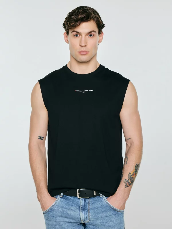 Koszulka męska bez rękawów czarna Irrer 907