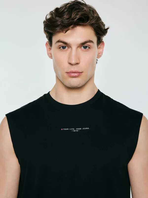 Koszulka męska bez rękawów czarna Irrer 907