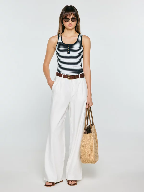 Top damski slim w paski granatowy Yunsa 403