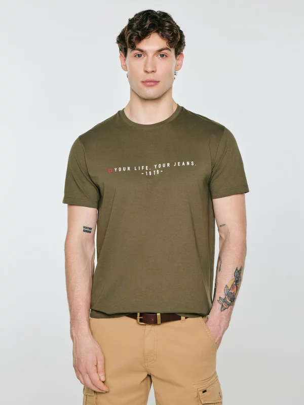 Koszulka męska z nadrukiem khaki Oliver 303