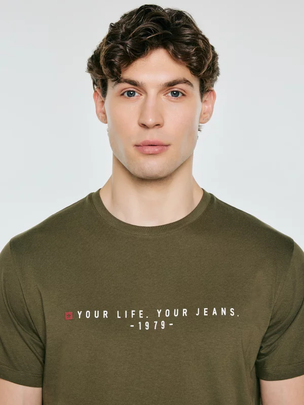 Koszulka męska z nadrukiem khaki Oliver 303