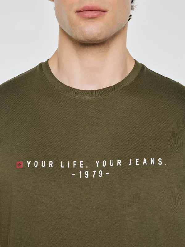 Koszulka męska z nadrukiem khaki Oliver 303