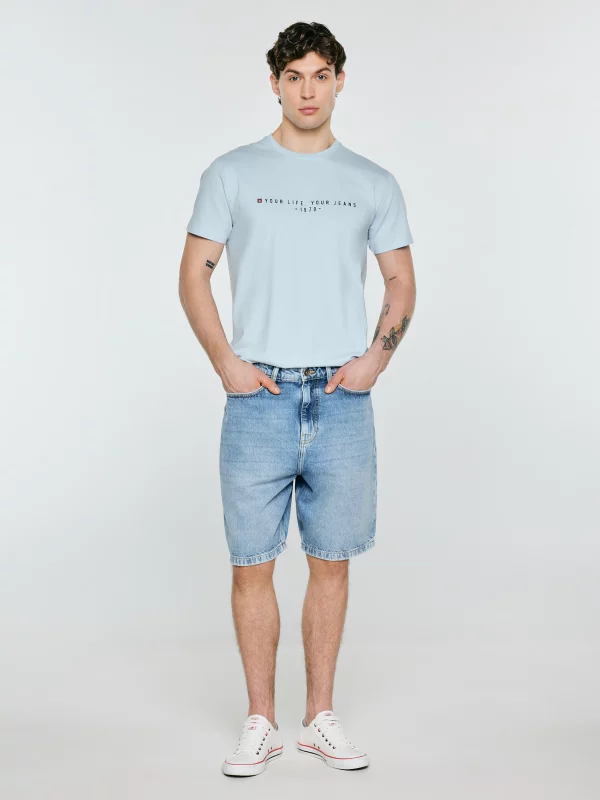 Koszulka męska z nadrukiem niebieska Oliver 400