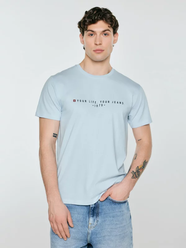 Koszulka męska z nadrukiem niebieska Oliver 400