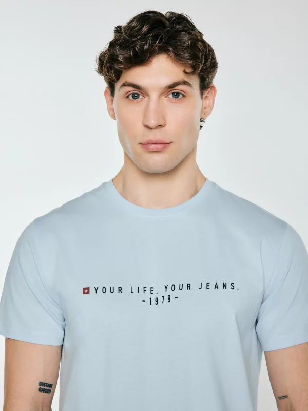 Koszulka męska z nadrukiem niebieska Oliver 400