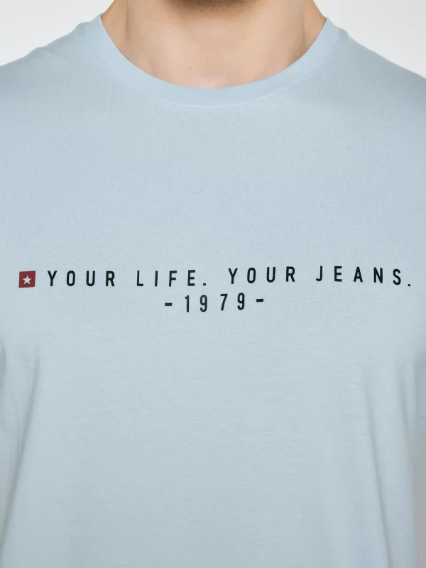 Koszulka męska z nadrukiem niebieska Oliver 400