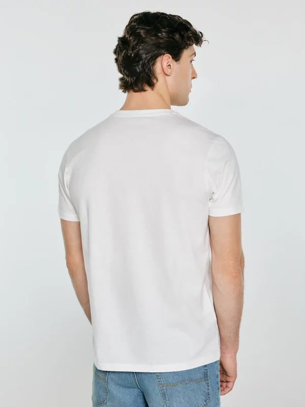 Koszulka męska z kontrastowym nadrukiem biała Sers 100