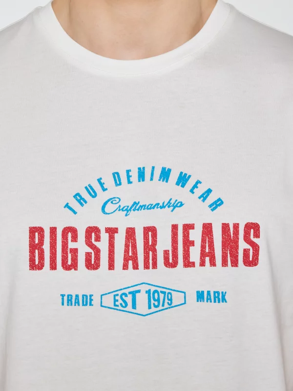 Koszulka męska z kontrastowym nadrukiem biała Sers 100