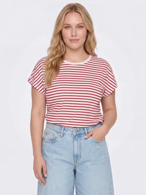 Koszulka damska w paski biało-czerwona Aleksa 603