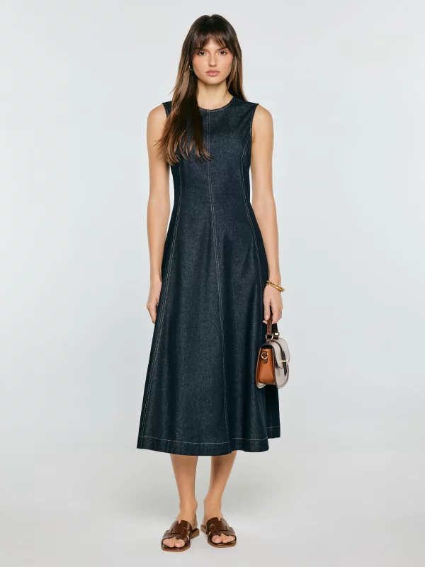 Sukienka damska midi jeansowa granatowa Devon 712