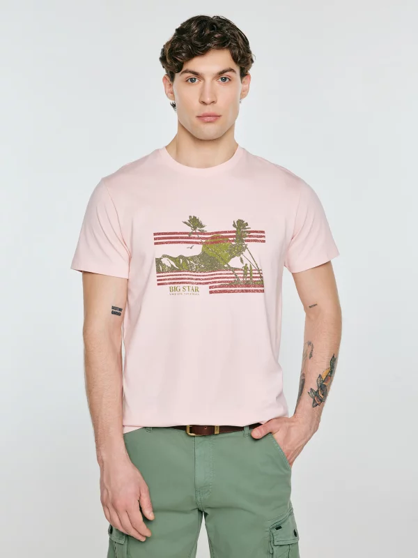 Koszulka męska z nadrukiem różowa Regger 600