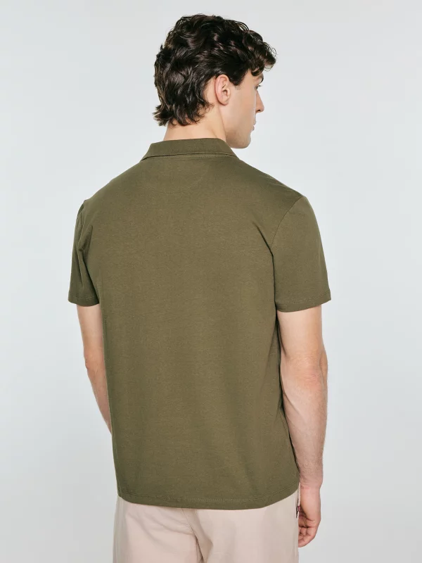 Koszulka męska polo z domieszką lnu khaki Enger 303