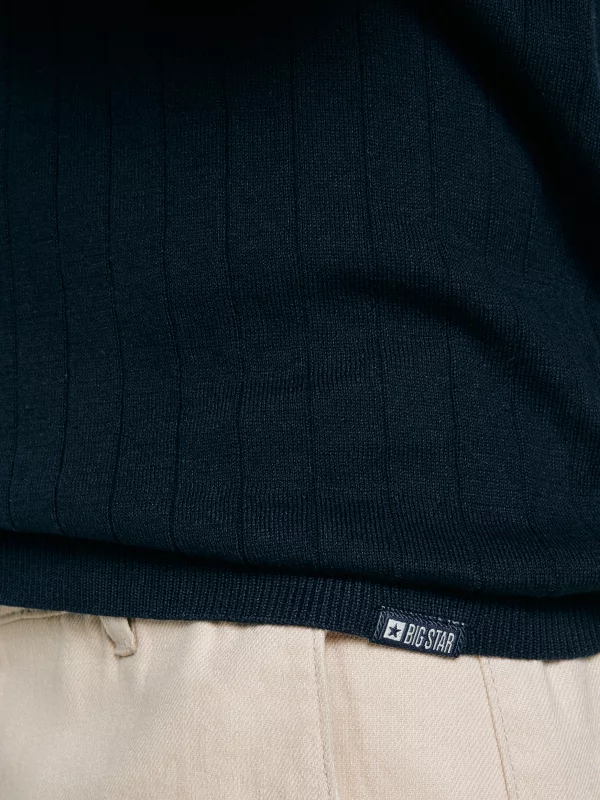Sweter męski polo z krótkim rękawem granatowy Matisonis 403