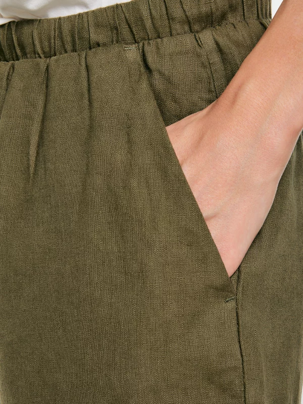 Spodnie damskie wide lniane khaki Medisa 303