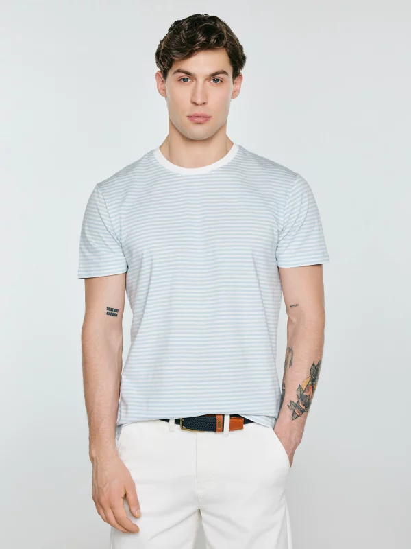 Koszulka męska w paski błękitna Oler 400