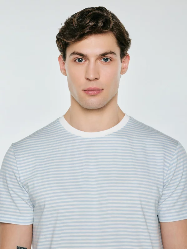 Koszulka męska w paski błękitna Oler 400