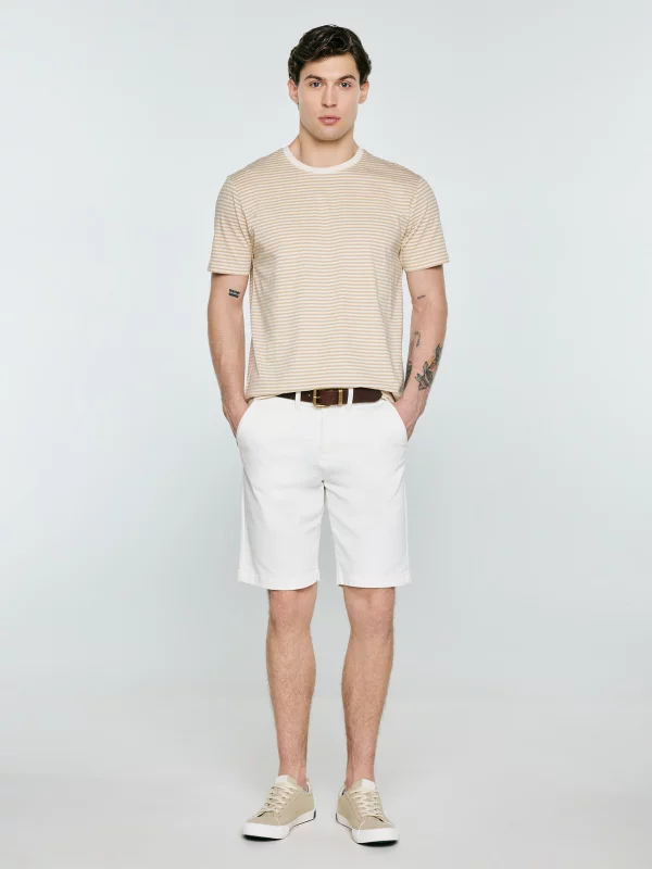 Koszulka męska w paski beżowa Oler 801