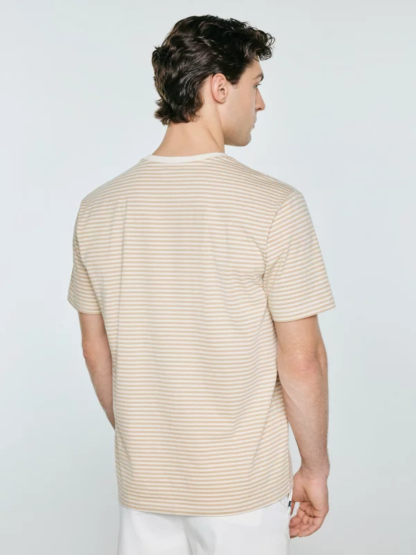 Koszulka męska w paski beżowa Oler 801