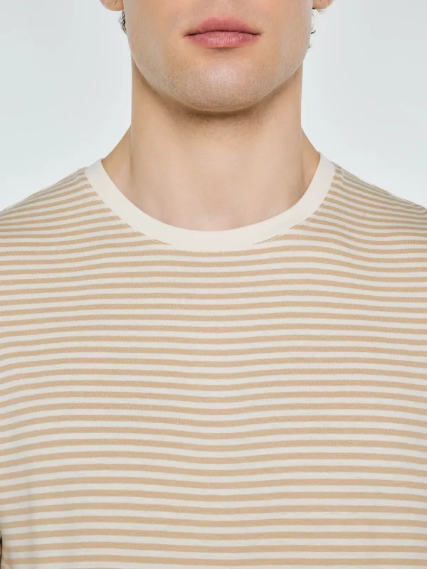 Koszulka męska w paski beżowa Oler 801