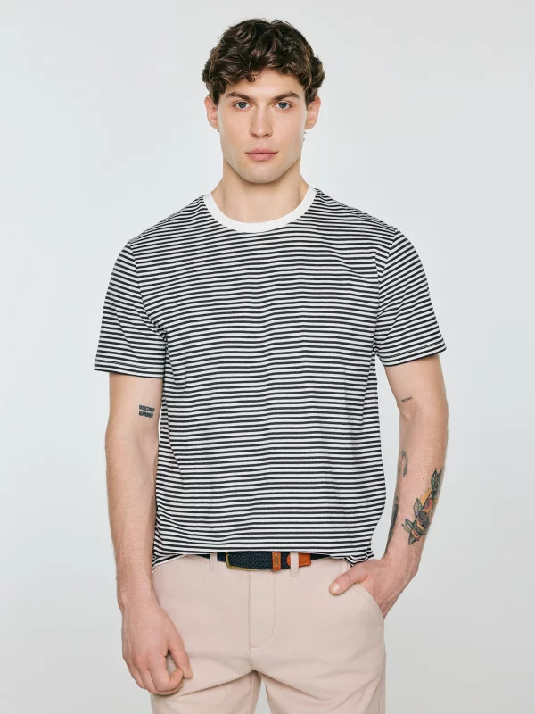 Koszulka męska w paski czarna Oler 906