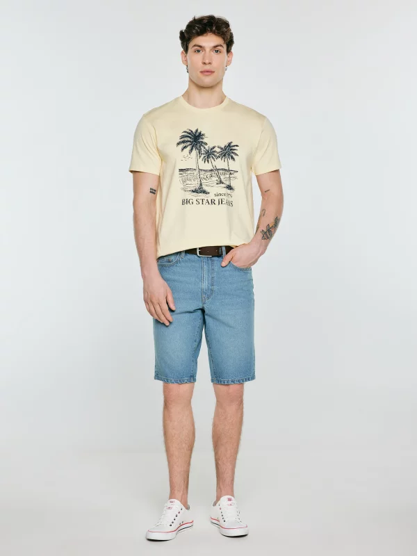 Koszulka męska z kontrastowym nadrukiem żółta Omer 200