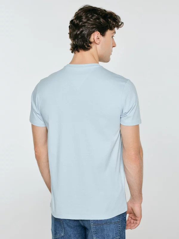Koszulka męska z kontrastowym nadrukiem błękitna Omer 400