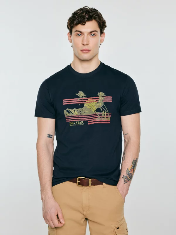 Koszulka męska z nadrukiem granatowa Regger 403