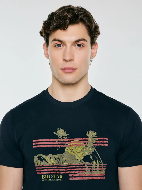 Koszulka męska z nadrukiem granatowa Regger 403