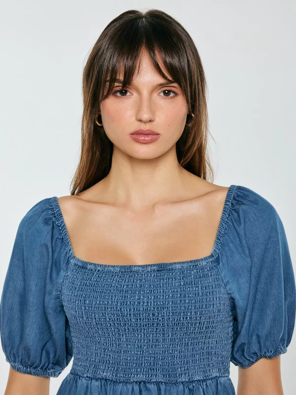 Sukienka damska midi jeansowa niebieska Roslyn 476