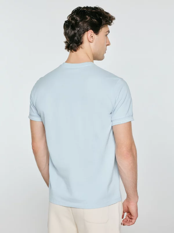 Koszulka męska bawełniana z subtelnym nadrukiem błękitna Wlader 400