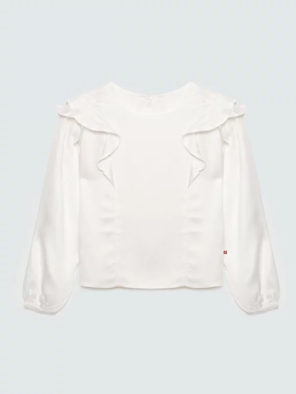 Bluzka dziewczęca z falbankami biała Safie 100