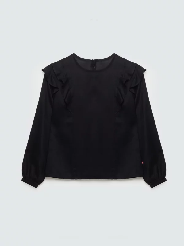 Bluzka dziewczęca z falbankami czarna Safie 906