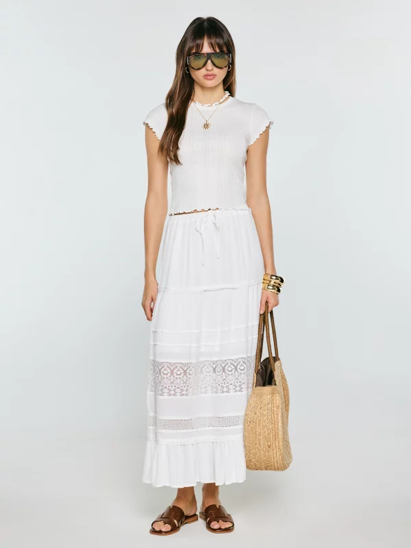 Koszulka damska z ażurowej dzianiny biała Alla 100