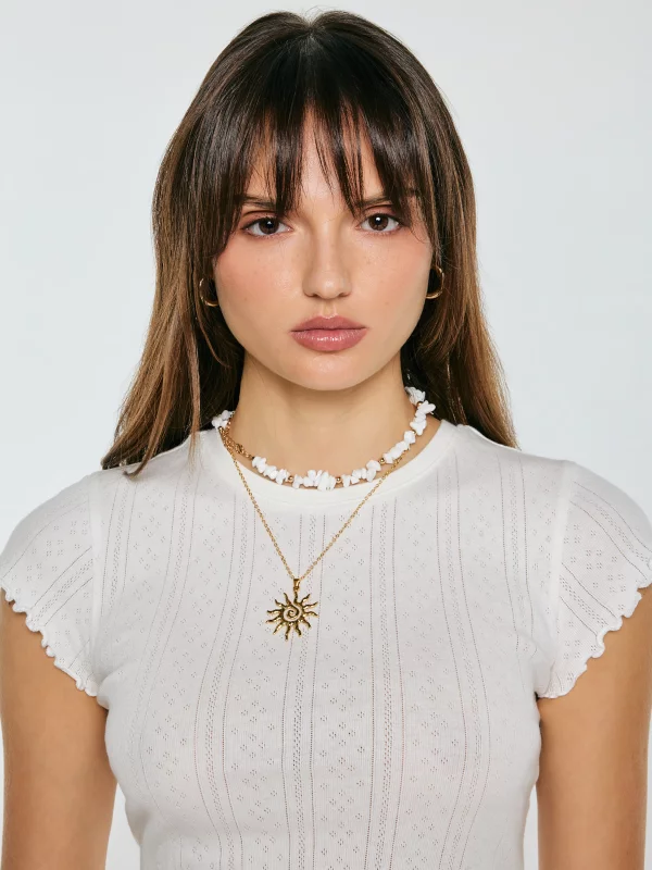 Koszulka damska z ażurowej dzianiny biała Alla 100