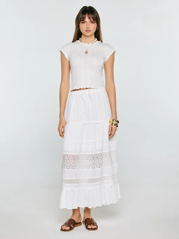 Koszulka damska z ażurowej dzianiny biała Alla 100